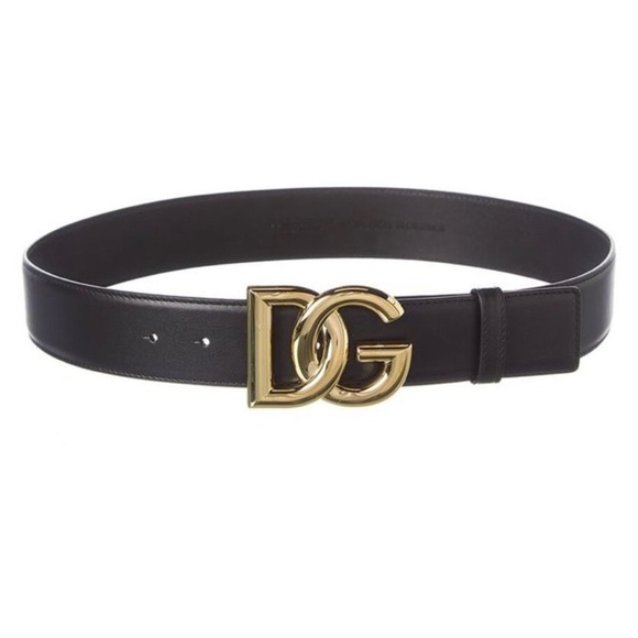 đ
șNWT Dolce & Gabbana DG Logo Leather Belt, Black Size EU 80 - Picture 1 of 11